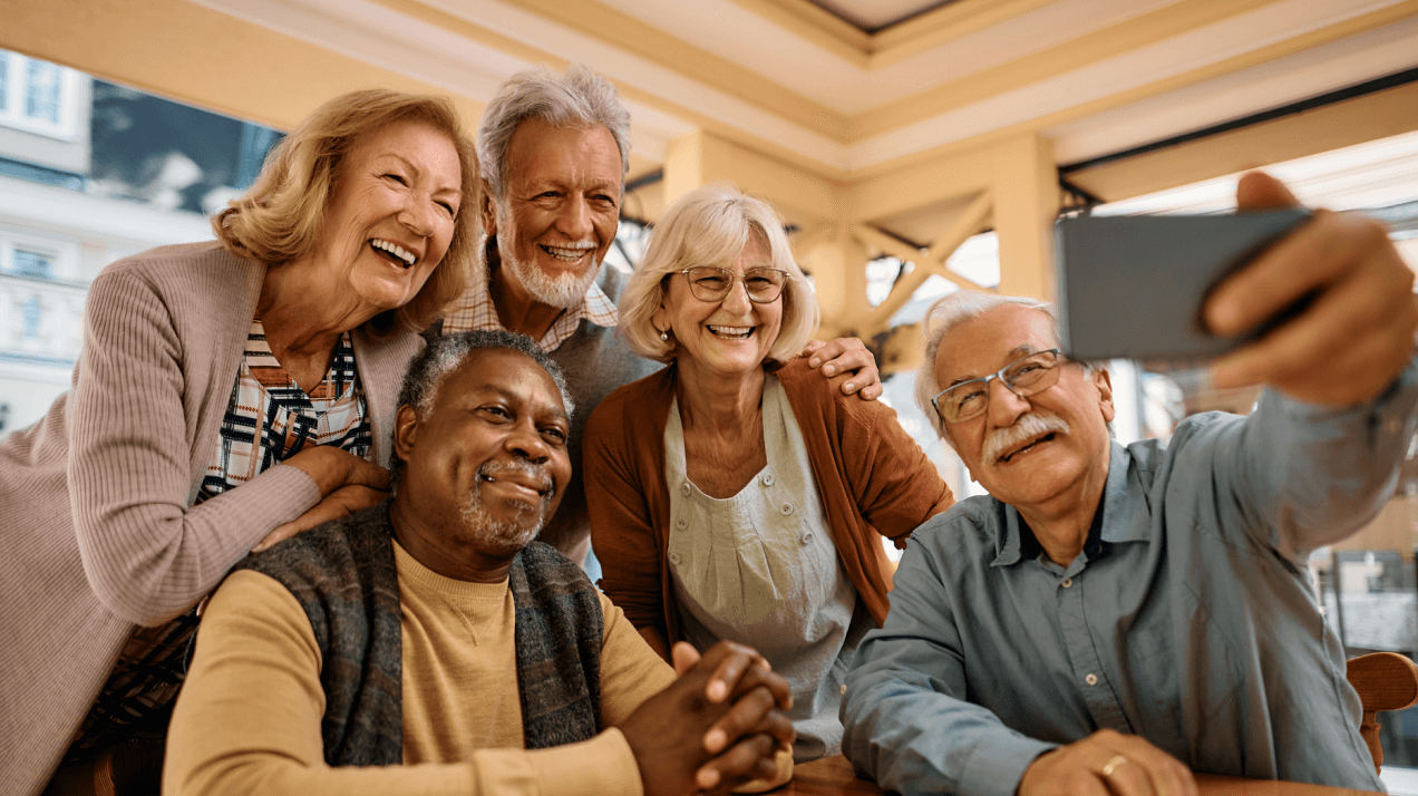 Robot Assistant - Independent elderly people smiling in a group Picture