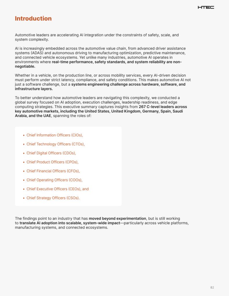 Executive Summary: The State of AI in Automotive 2025-2026 | HTEC